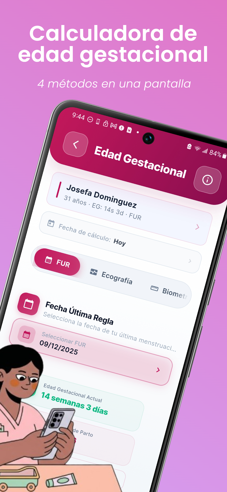 Calculadora de edad gestacional con 4 métodos en Obstetrum