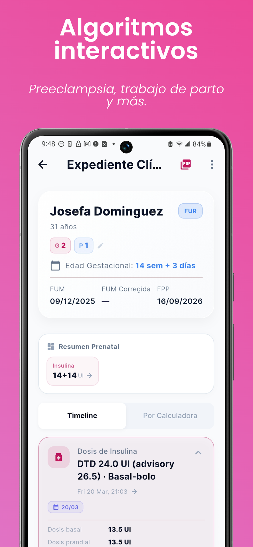 Algoritmos interactivos de monitoreo de parto en Obstetrum