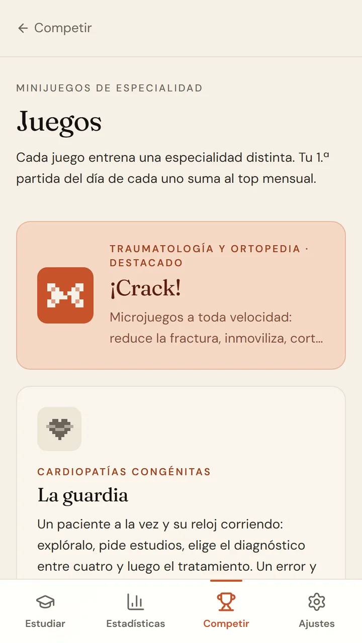 Minijuegos por especialidad en ENARMIUM