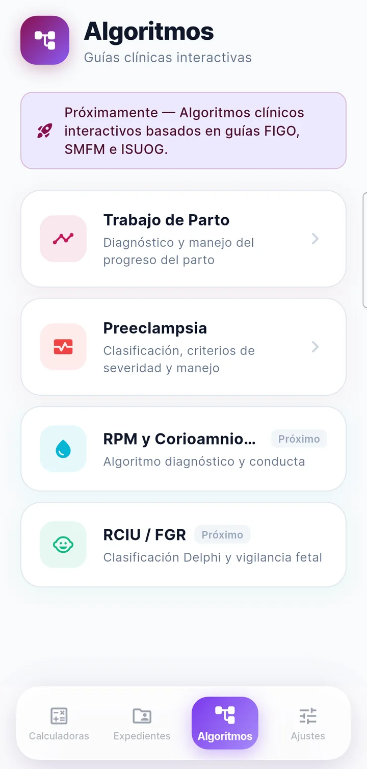 Algoritmos interactivos de monitoreo de parto en Obstetrum